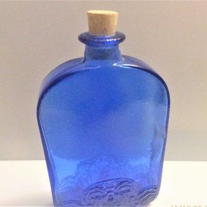 BX22 Vintage Cobalt Blue BOTTLE Storage Bottle Salad Dressing Bottle Tincture